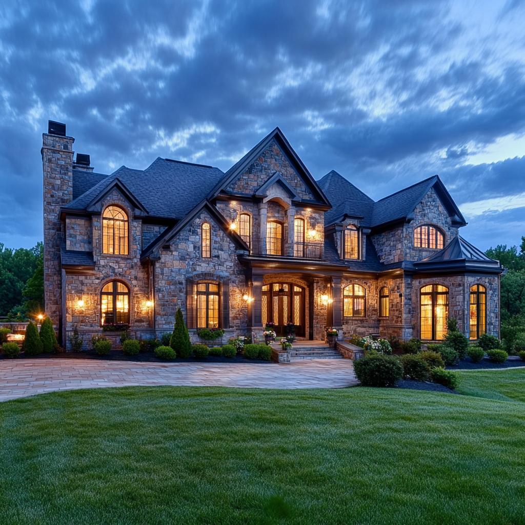 Luxury stone mansion showcases