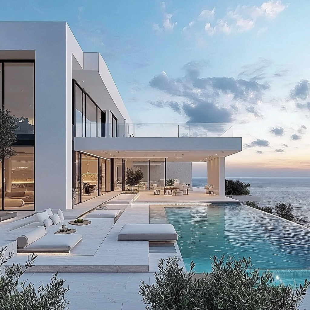 AI's Vision of Coastal Architectural Serenity