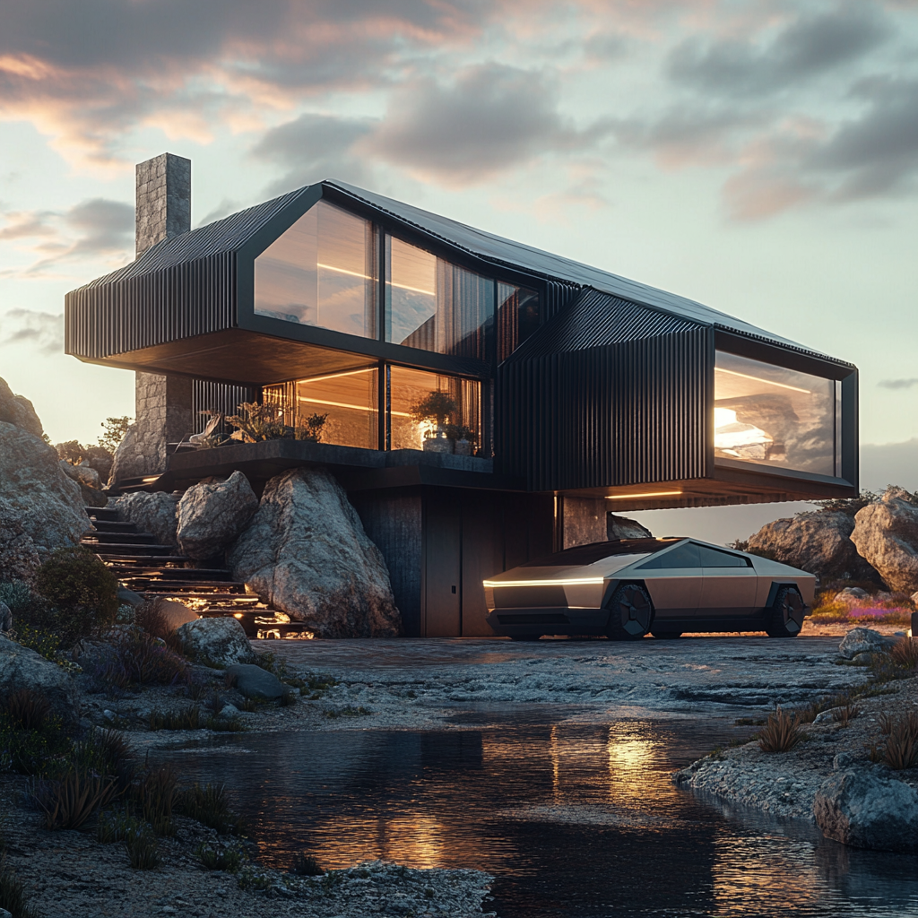 Twilight Serenity: Modern Lakeside Retreat