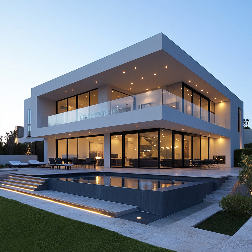 Twilight Serenity: Modern Lakeside Retreat